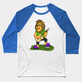 Lion Musician Guitar Music Baseball T-Shirt